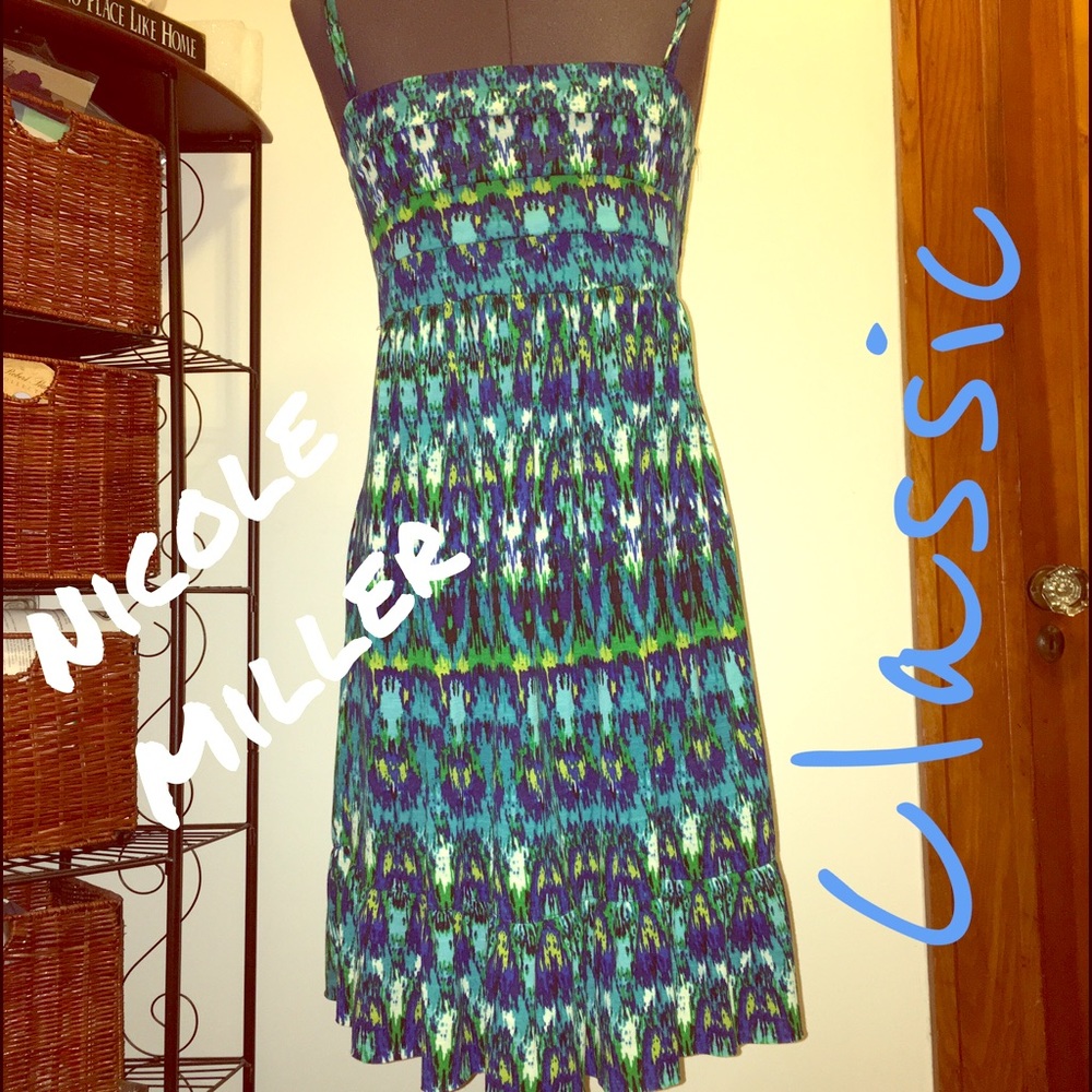 Nicole Miller dress Watercolor Print Multi color summer